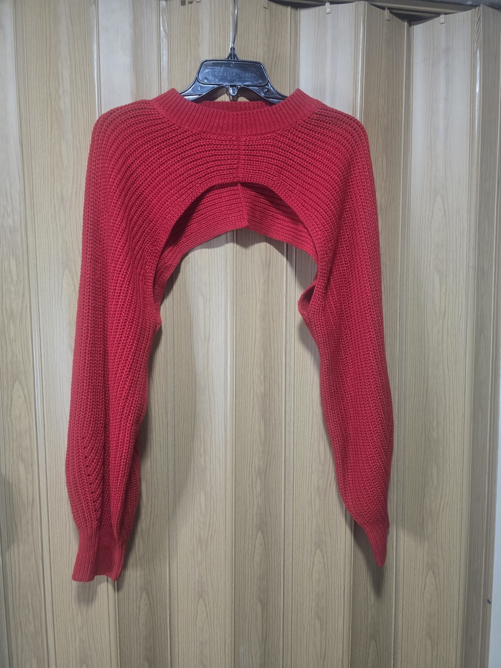 Red Cropped Shrug Sweater - Women